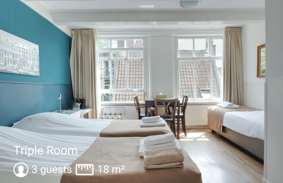 Triple Room on Rent in Hotel Prinsenhof