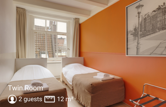 Twin Room on Rent in Hotel Prinsenhof